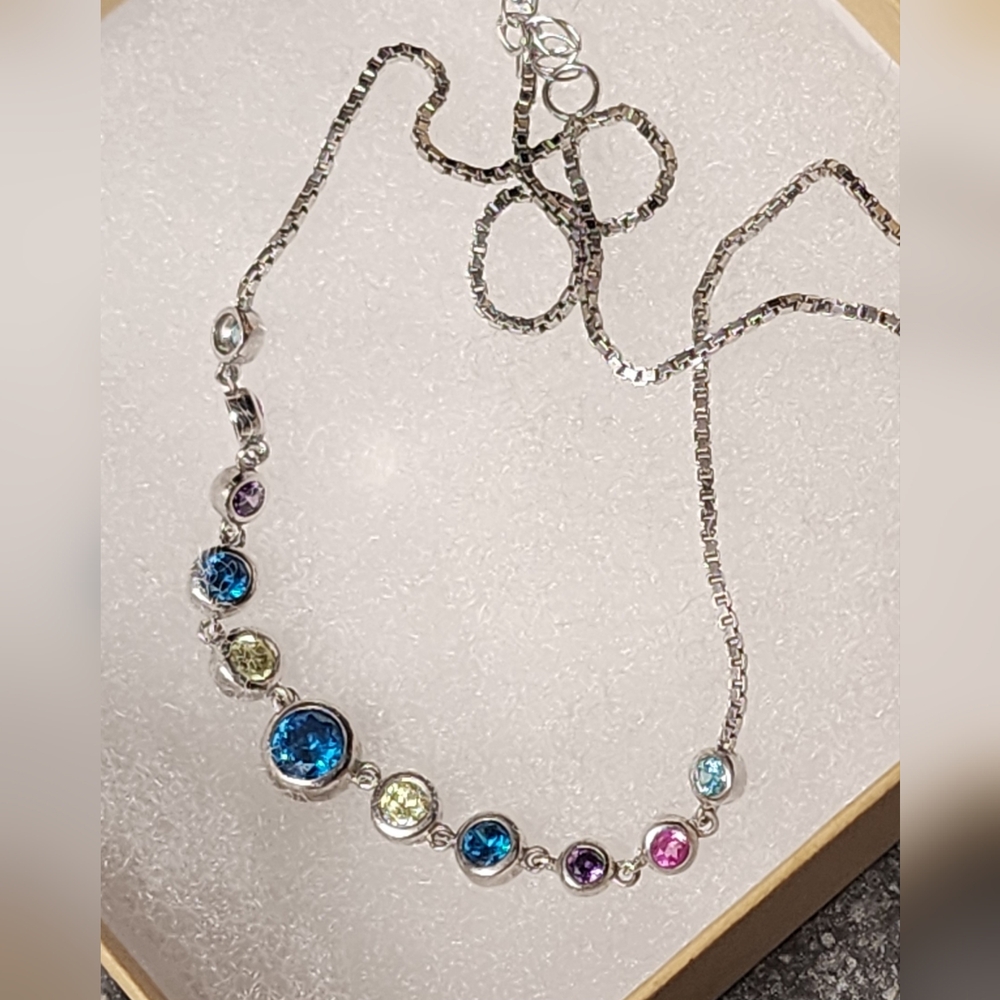 Sterling Silver Multi Colored Necklace - image 7